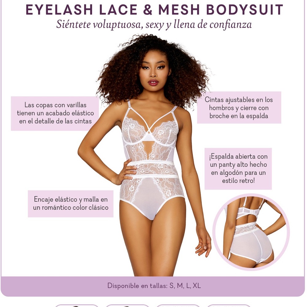 Lingerie Bridal  Eyelash Lace & Mesh Bodysuit